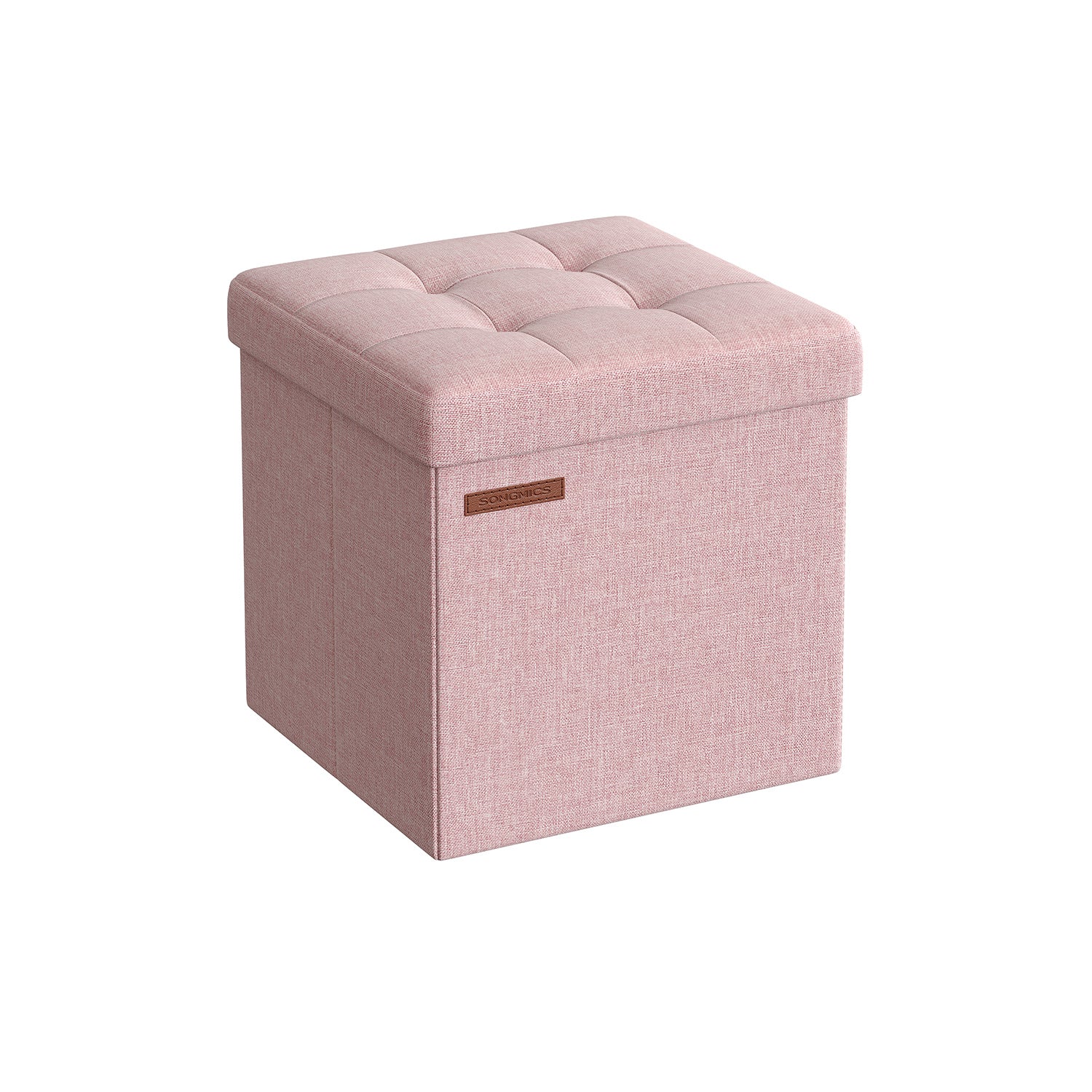 Foldable Storage Ottoman – Fabric – Jelly Pink – Versatile Footrest and Storage Solution
