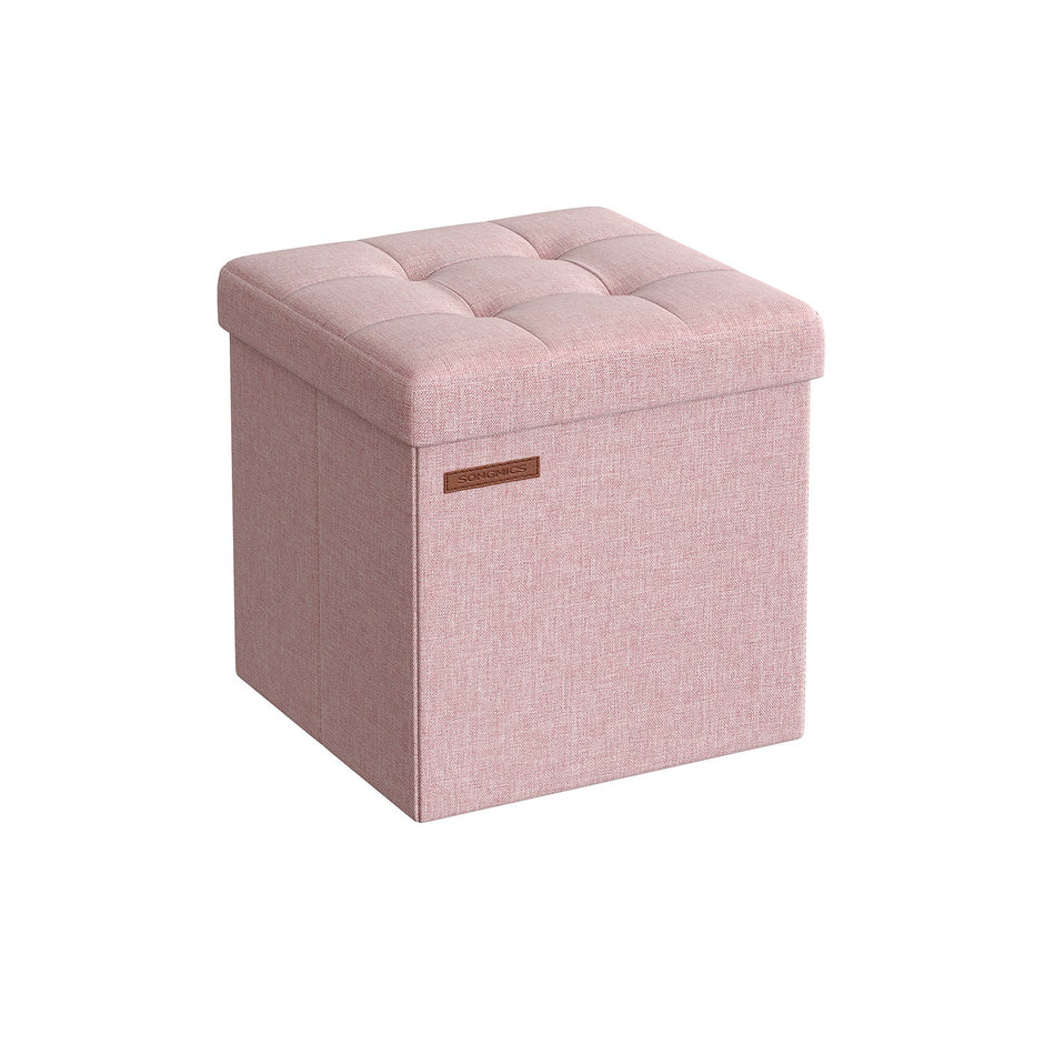 Foldable Storage Ottoman – Fabric – Jelly Pink – Versatile Footrest and Storage Solution