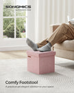 Foldable Storage Ottoman – Fabric – Jelly Pink – Versatile Footrest and Storage Solution
