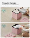 Foldable Storage Ottoman – Fabric – Jelly Pink – Versatile Footrest and Storage Solution