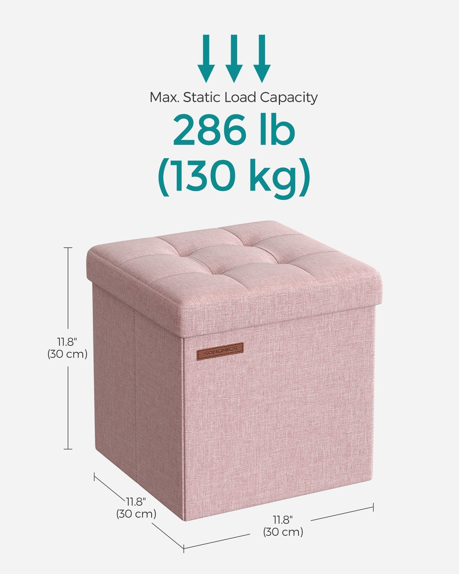 Foldable Storage Ottoman – Fabric – Jelly Pink – Versatile Footrest and Storage Solution