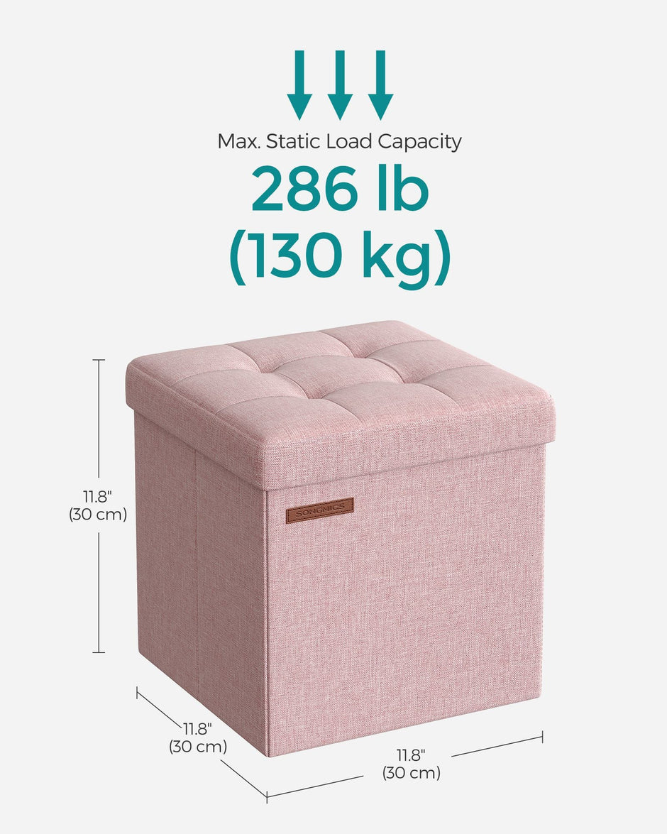 Foldable Storage Ottoman – Fabric – Jelly Pink – Versatile Footrest and Storage Solution