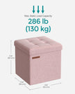 Foldable Storage Ottoman – Fabric – Jelly Pink – Versatile Footrest and Storage Solution