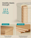 Foldable Storage Ottoman – Fabric – Cream White – Versatile for Living Room and Bedroom
