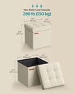 Foldable Storage Ottoman – Fabric – Cream White – Versatile for Living Room and Bedroom