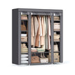 Canvas Wardrobe – Fabric – Black – 12 Shelves and Hanging Rail