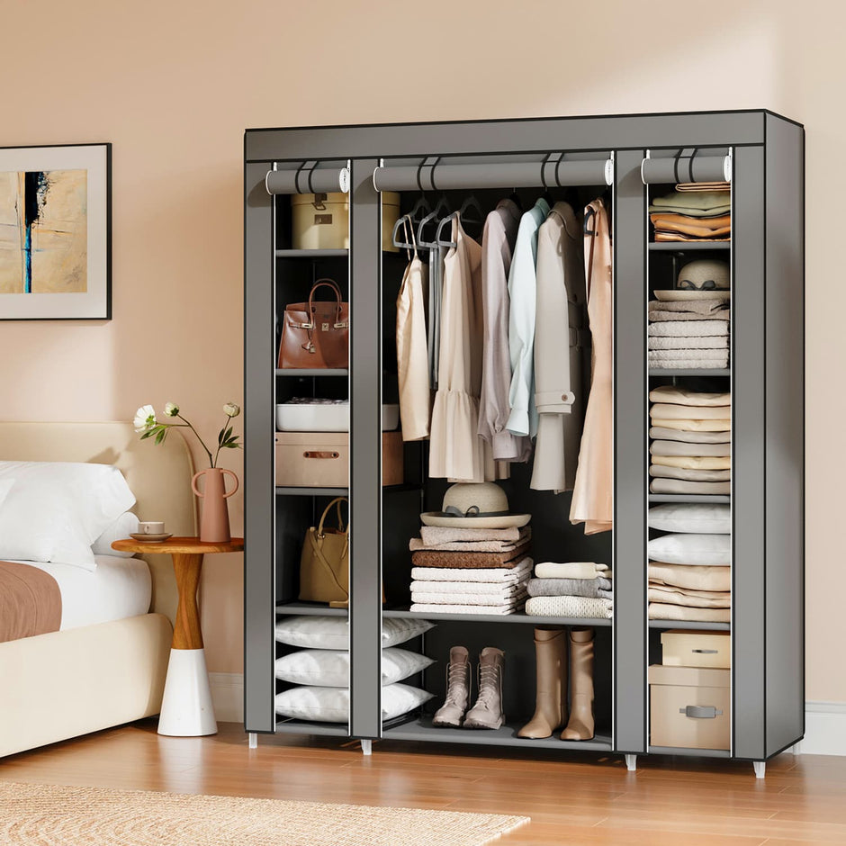 Portable Closet – Fabric – Navy Blue – Clothes Storage Organizer with Rail