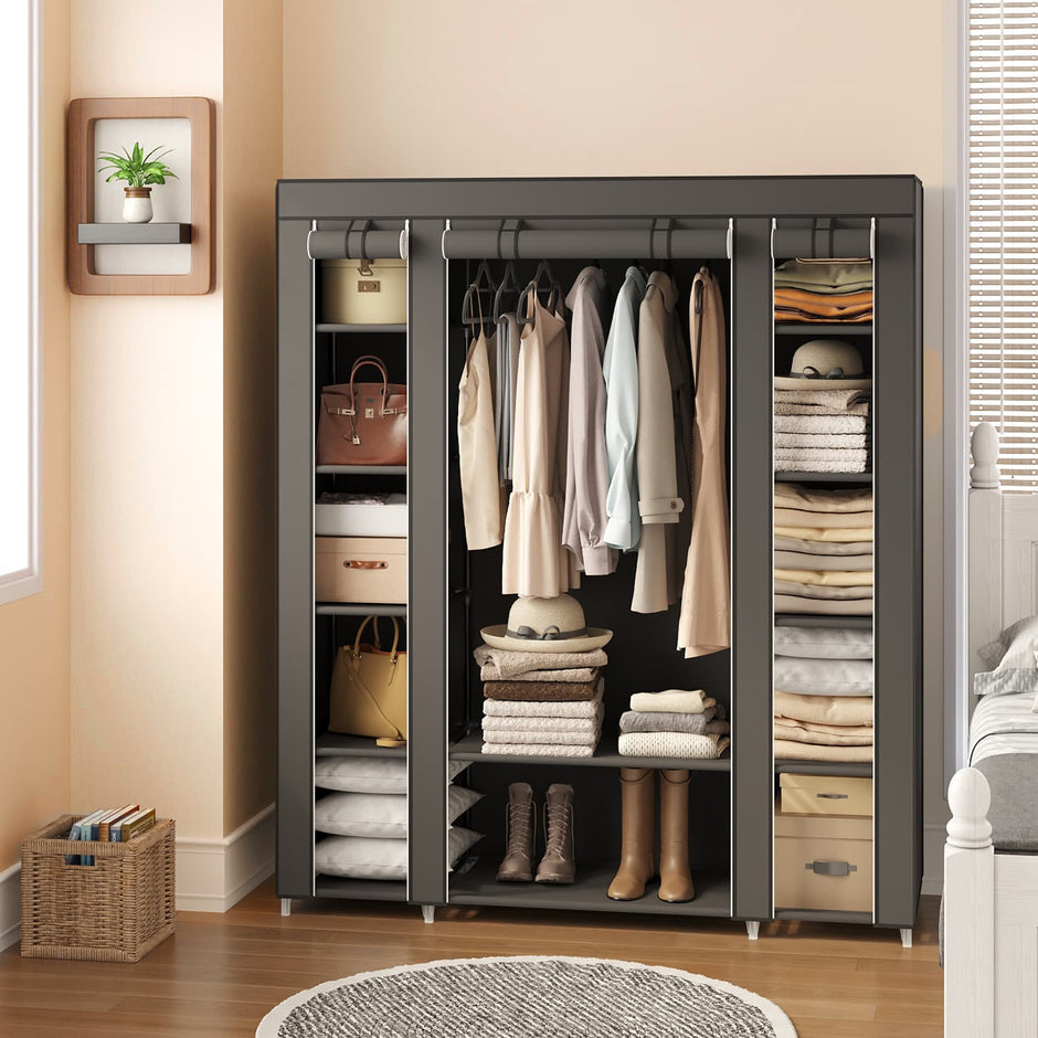 Portable Closet – Fabric – Navy Blue – Clothes Storage Organizer with Rail