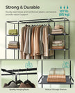 Canvas Wardrobe – Fabric – Black – 12 Shelves and Hanging Rail