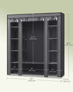 Canvas Wardrobe – Fabric – Black – 12 Shelves and Hanging Rail