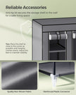 Canvas Wardrobe – Fabric – Black – 12 Shelves and Hanging Rail