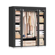 Canvas Wardrobe – Fabric – Black – 12 Shelves with Clothes Hanging Rail