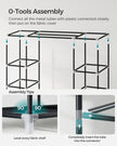 Canvas Wardrobe – Fabric – Black – 12 Shelves with Clothes Hanging Rail