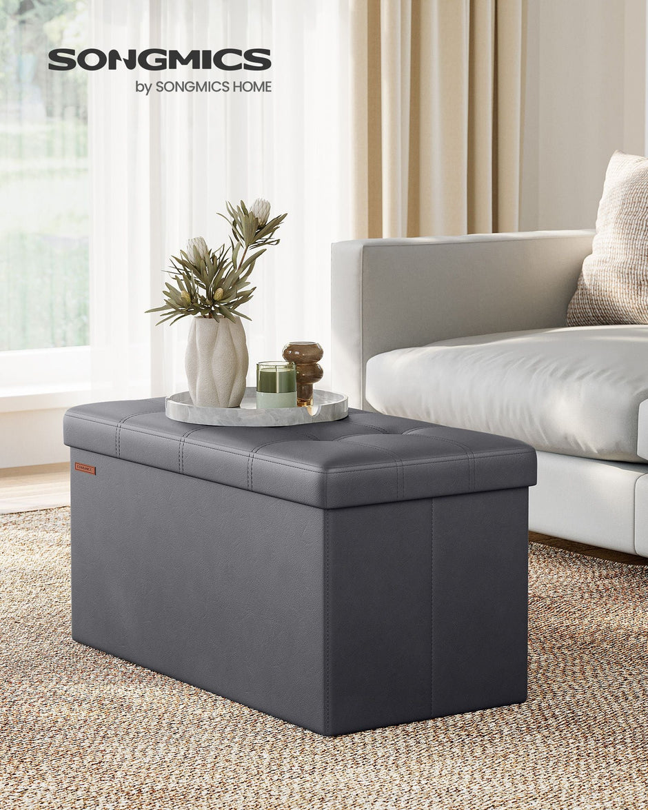 Foldable Ottoman – Fabric – Coffee Brown – Cube Storage with High Weight Capacity