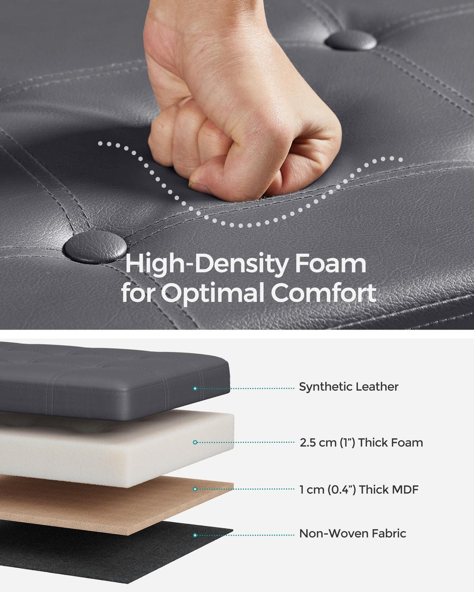 Foldable Ottoman – Fabric – Coffee Brown – Cube Storage with High Weight Capacity