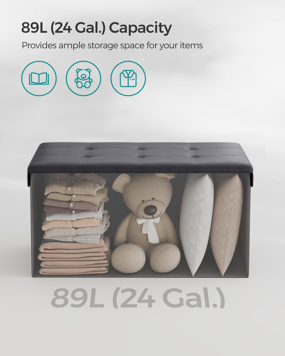 Foldable Ottoman – Fabric – Coffee Brown – Cube Storage with High Weight Capacity