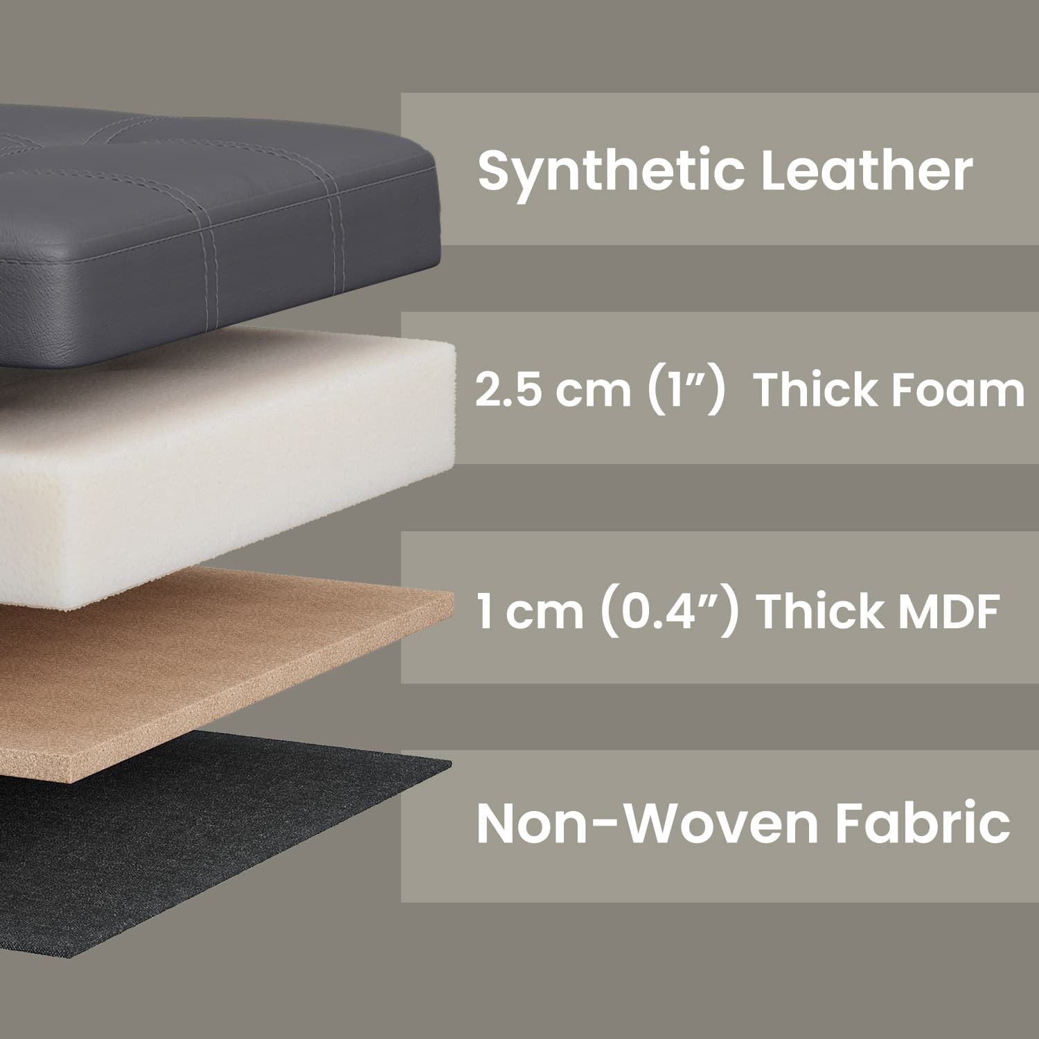 Storage Ottoman Bench – Fabric – Ink Black – Foldable with Storage