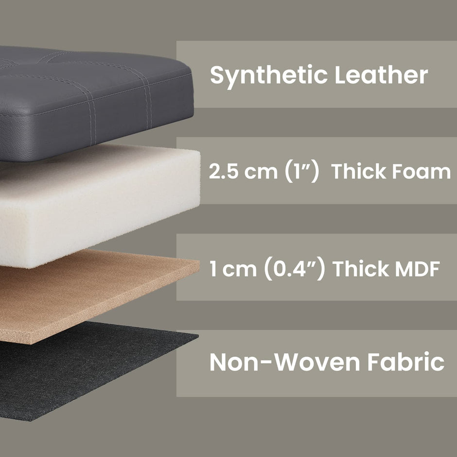 Storage Ottoman Bench – Fabric – Ink Black – Foldable with Storage
