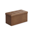 Foldable Storage Ottoman – Fabric – Coffee Brown – Cube Design with Storage