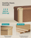 Foldable Storage Ottoman – Fabric – Coffee Brown – Cube Design with Storage
