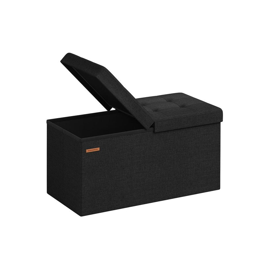 Storage Ottoman – Fabric – Grey – Foldable with Flipping Lid, Max Load Capacity 300 kg