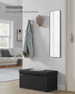 Storage Ottoman – Fabric – Ink Black – Flipping Lid and Foldable Design