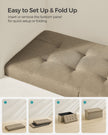 Foldable Storage Ottoman – Fabric – Camel Brown – Versatile Footstool with Flipping Lid