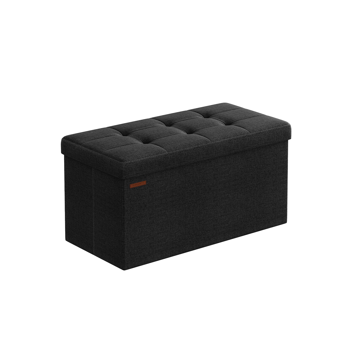 Foldable Small Storage Ottoman – Fabric – Ink Black – Multi-Functional Footrest with 300 kg Load Capacity