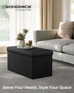 Foldable Small Storage Ottoman – Fabric – Ink Black – Multi-Functional Footrest with 300 kg Load Capacity