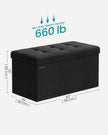 Foldable Small Storage Ottoman – Fabric – Ink Black – Multi-Functional Footrest with 300 kg Load Capacity