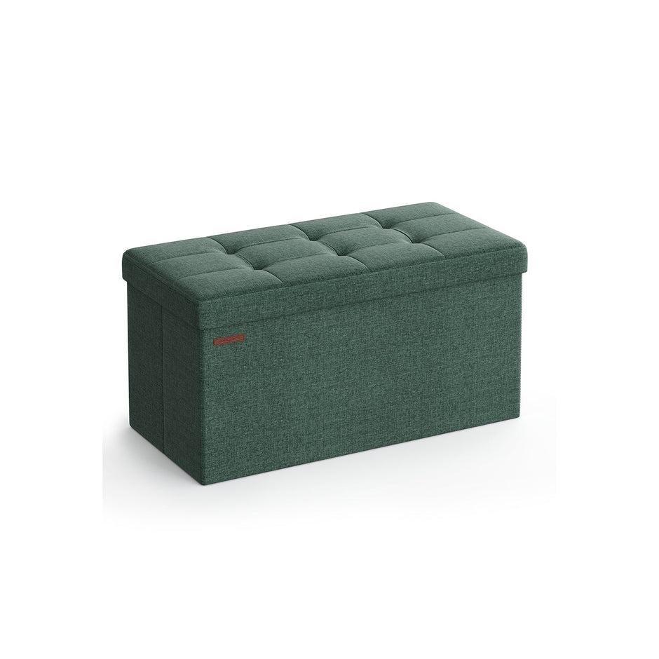 Foldable Storage Ottoman – Fabric – Retro Green – Cube Design with Storage