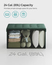 Foldable Storage Ottoman – Fabric – Retro Green – Cube Design with Storage