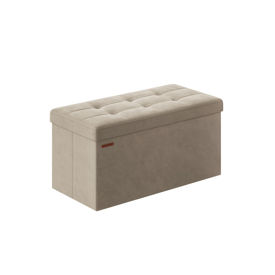 Foldable Storage Ottoman – Fabric – Camel Brown – Compact Design with High Load Capacity