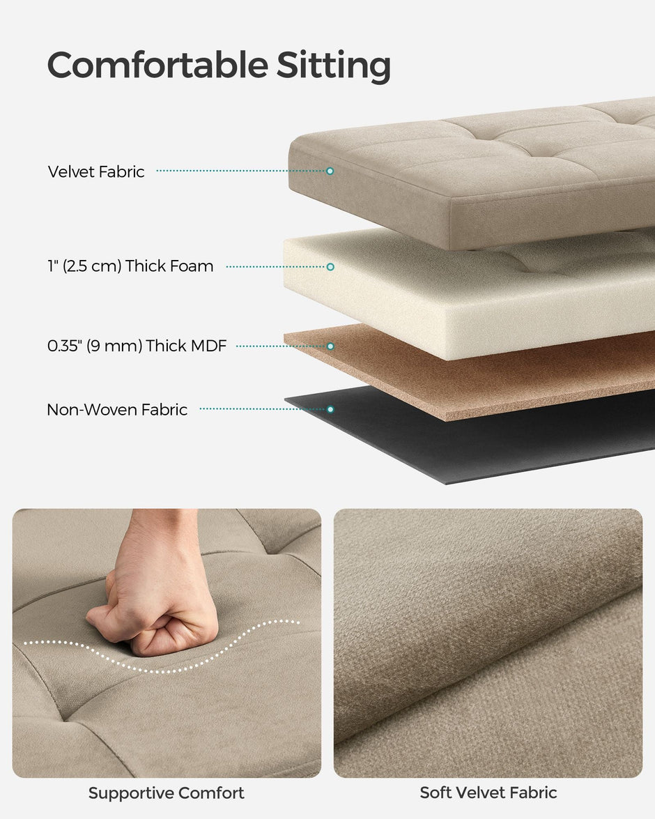 Foldable Storage Ottoman – Fabric – Camel Brown – Compact Design with High Load Capacity