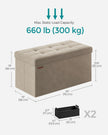 Foldable Storage Ottoman – Fabric – Camel Brown – Compact Design with High Load Capacity