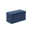 Foldable Storage Ottoman – Fabric – Dark Blue – Multi-functional Foot Stool with Storage