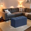 Storage Ottoman Bench – Fabric – Ink Black – Foldable with Storage