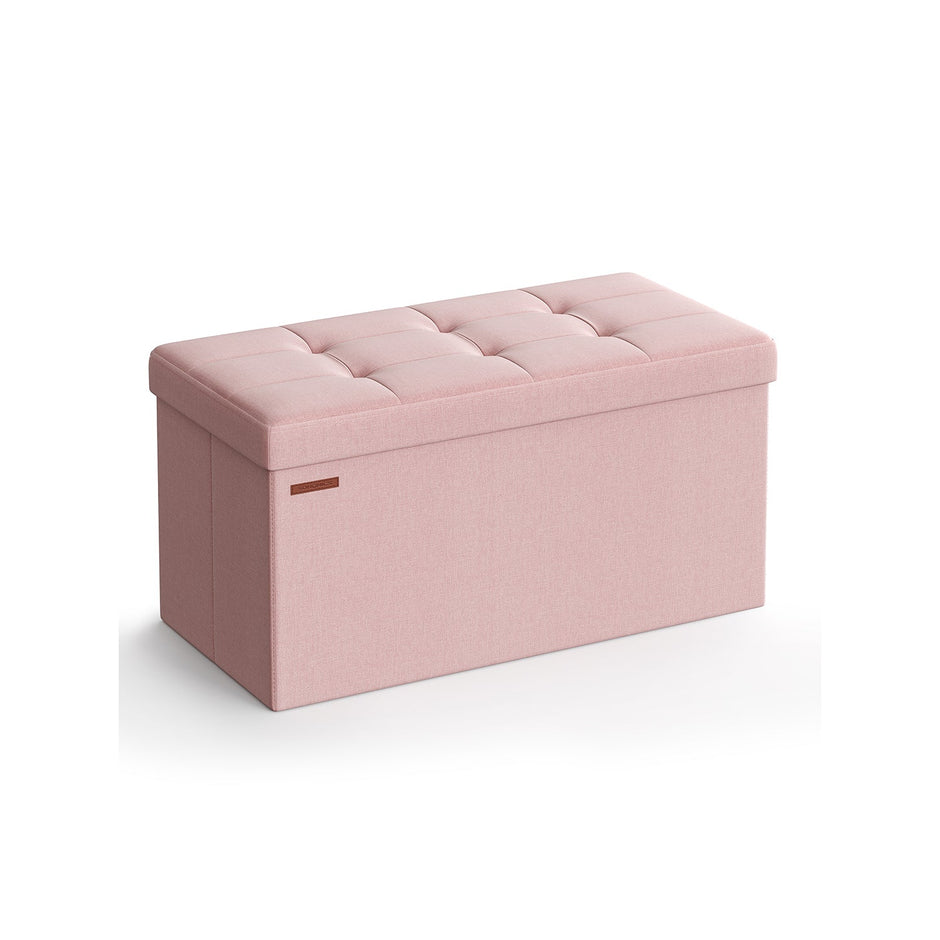 Foldable Storage Ottoman – Fabric – Jelly Pink – Compact Design with Storage