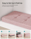 Foldable Storage Ottoman – Fabric – Jelly Pink – Compact Design with Storage