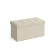 Foldable Storage Ottoman – Fabric – Cream White – Space-Saving Design