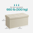 Foldable Storage Ottoman – Fabric – Cream White – Space-Saving Design