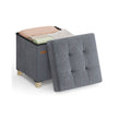 Storage Ottoman – Velvet – Slate Grey – Folding Design with Lid