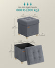 Storage Ottoman – Velvet – Slate Grey – Folding Design with Lid