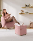 Storage Ottoman – Velvet – Jelly Pink – Folding with Lid, 37 L