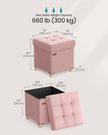Storage Ottoman – Velvet – Jelly Pink – Folding with Lid, 37 L
