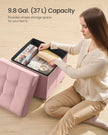 Storage Ottoman – Velvet – Jelly Pink – Folding with Lid, 37 L