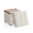 Storage Ottoman – Velvet – Cappuccino Beige – Folding with Lid, 37 L