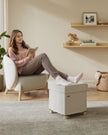 Storage Ottoman – Velvet – Cappuccino Beige – Folding with Lid, 37 L
