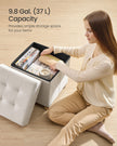 Storage Ottoman – Velvet – Cappuccino Beige – Folding with Lid, 37 L