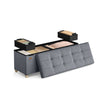 Storage Ottoman – Velvet – Cappuccino Beige – Folding Design with Lid, 112 L Capacity